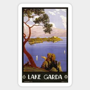 Vintage Travel Poster from Lake Garda in Italy Sticker